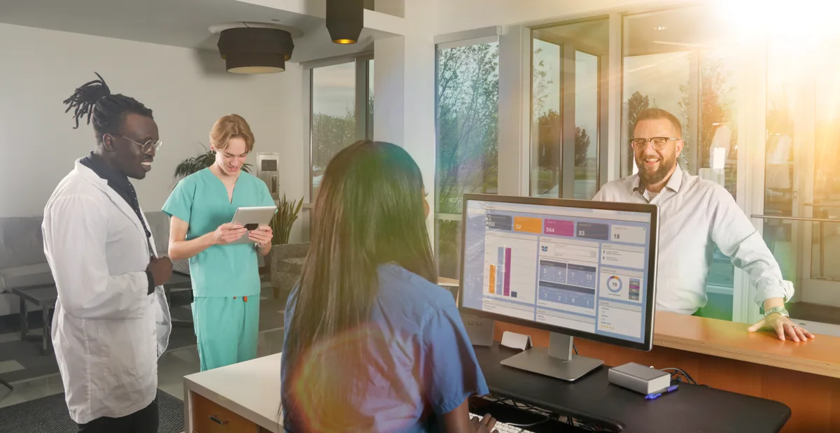 Dental clinic practice management software on computer screen