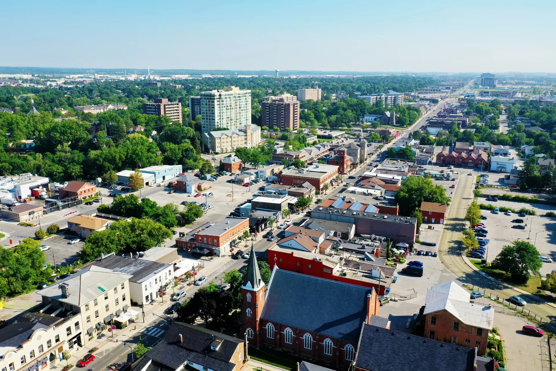 Milton Ontario town centre with the Niagara Escarpment in the background