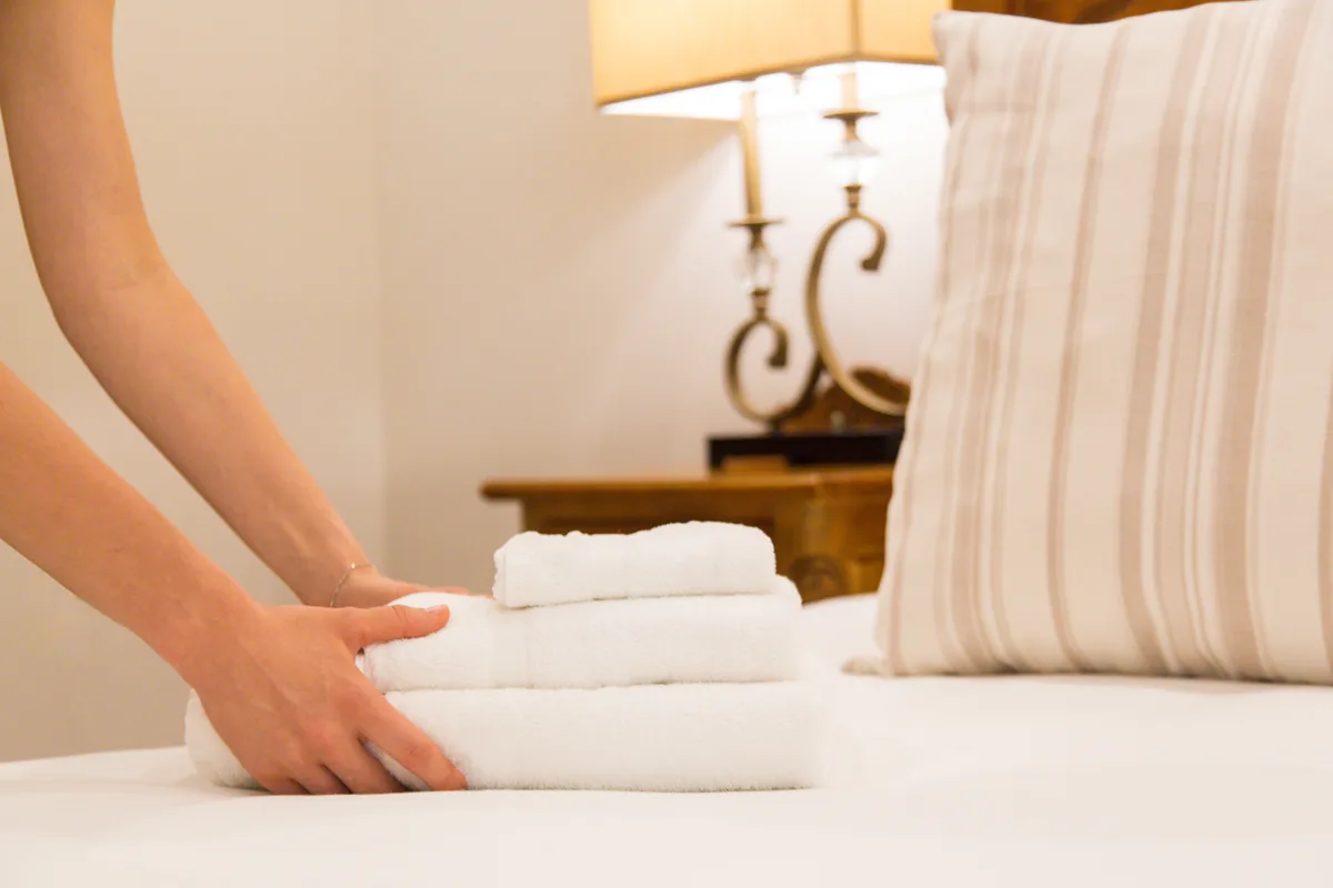 Short-term rental suite prepared for guests
