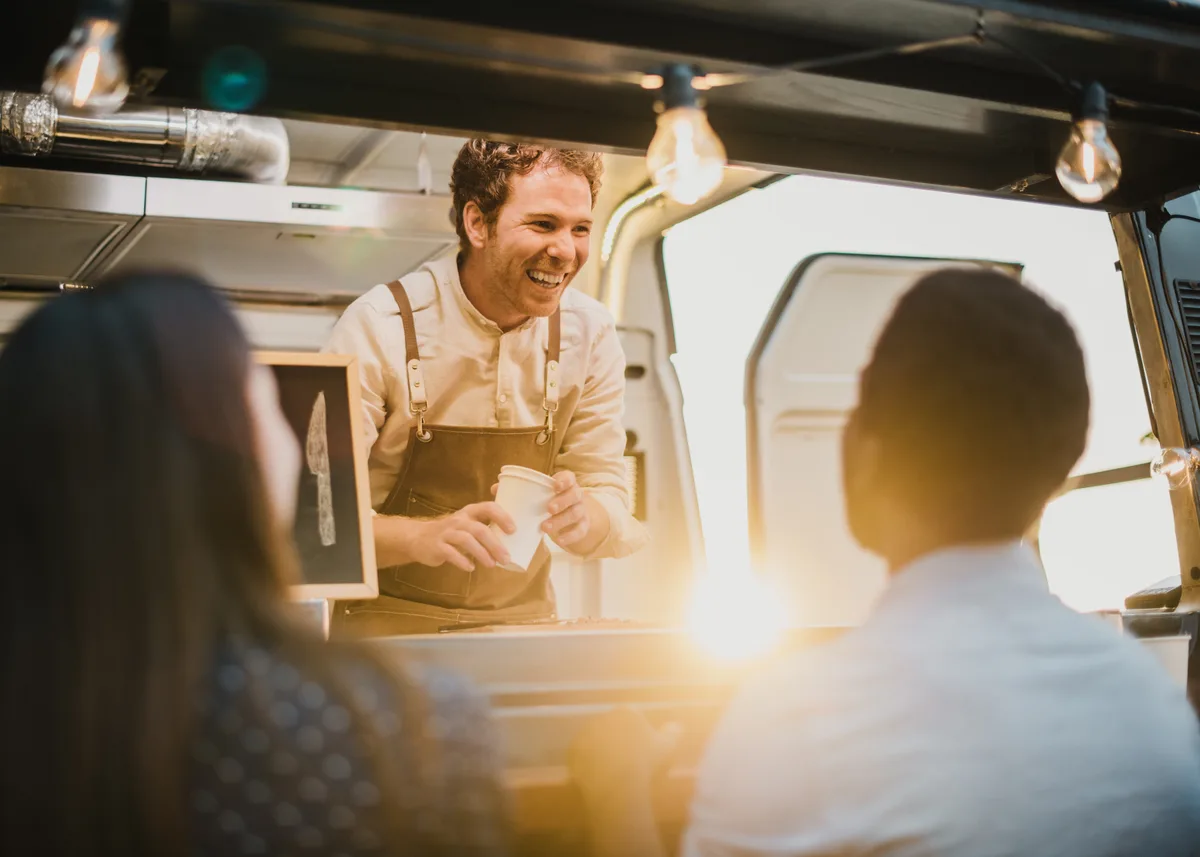 Food truck serving customers on the street