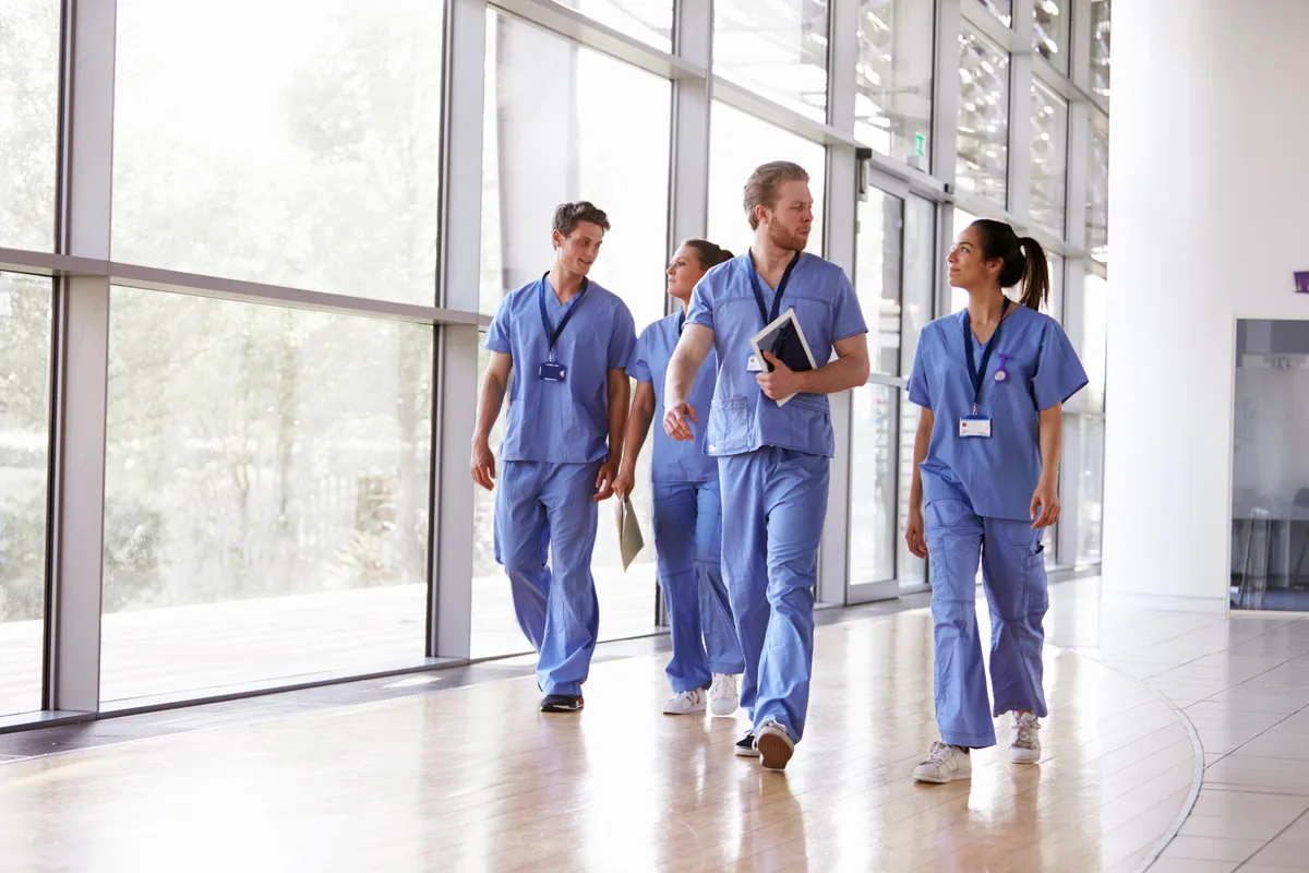 Nurse working at a hospital station