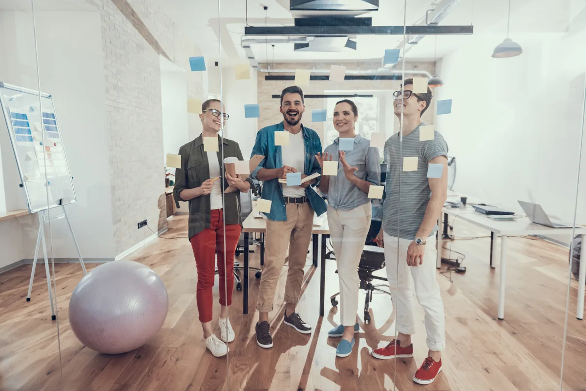 Startup founders working in an office